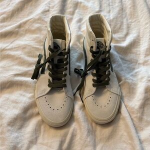 Vans White and Green High-Top Sneakers